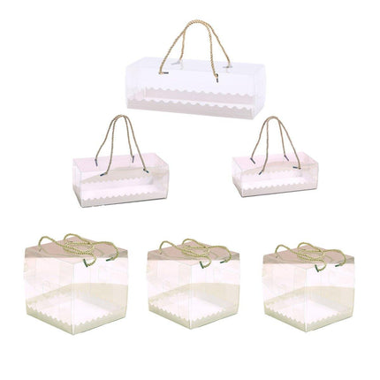 25pcs Rectangular Transparent Cake Roll Packing Box Portable Swiss Pastry Box