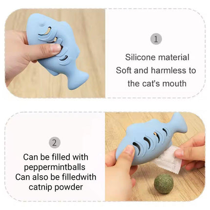 Interactive Cat Toys Fish Leaky Food Dispenser Fun Pet Play Chew Toy Durable