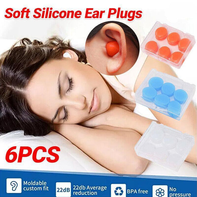 6Pcs Soft Silicone Ear Plugs Comfortable Adjustable Anti Sleep Snore Moldable Au - Aimall