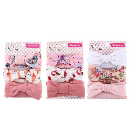 3PCS/Set Baby Girl Infant Toddler Headband Wrap Top Knot Soft Single Bow Turban - Aimall