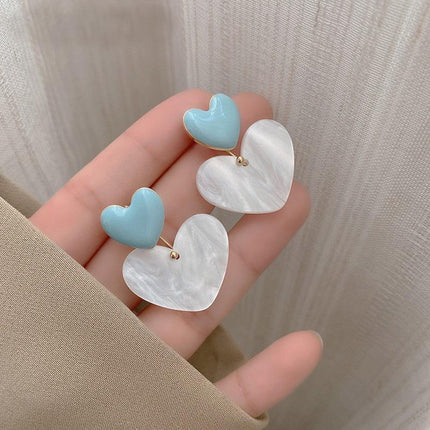 925 Silver Needle Rose Petal Earrings Long Acrylic Tassel Eardrop Women - Aimall