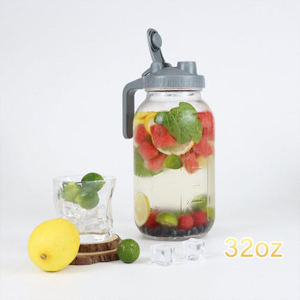 32oz Mason Jar with Lid Carrying Handle Airtight Glass Jar for Drinks or Storage