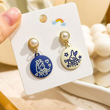 Cute Cartoon Asymmetrical Stud Earrings Fun Fashion Jewelry for Daily Outfits