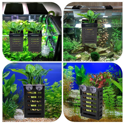 2Sets Aquarium Hydroponic Plant Holder Plastic Square Hollow Cage Storage Basket