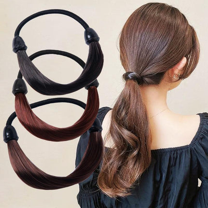 Fashion Straight Hair Band Elastic Hair Rope Wig Ponytail Holder Scrunchie
