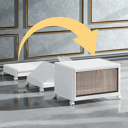 4 Tier Plastic Storage Cabinet with Wheels Large Capacity Foldable Storage Bins
