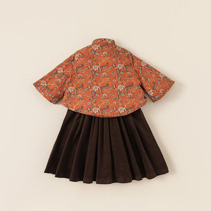 Children's Winter Wear Guofeng Girl's Cotton-padded Overskirt Two-piece Set - Aimall