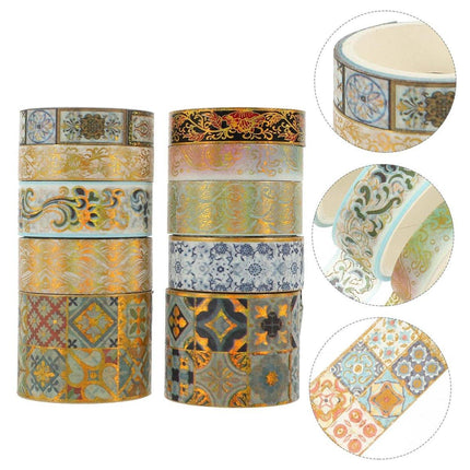 Gold Foil Washi Tape Set Decorative Craft Tape for Gift Wrapping Scrapbooking