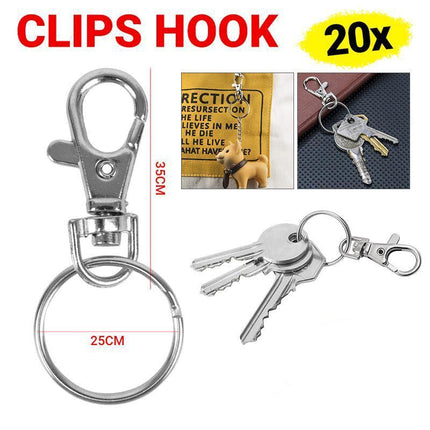 20X Swivel Lobster Clasp Clips Hook Alloy Key Ring Split Keychain Durable - Aimall