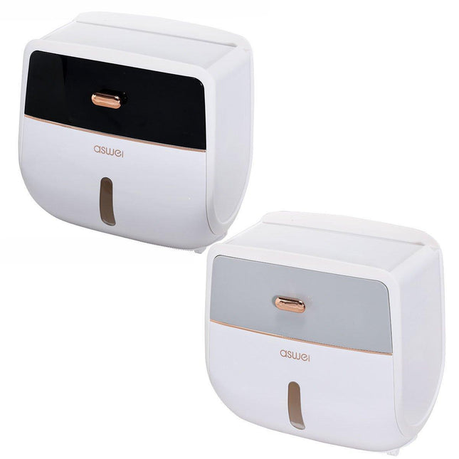 Wall-Mounted Toilet Tissue Paper Roll Holder Storage Box No punching Waterproof