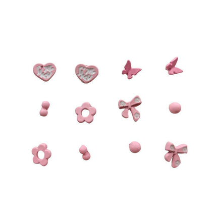 Cute Pink Stud Earrings Set for Women Girls Simple Fashion Jewelry Accessories