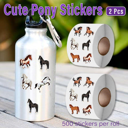 2pcs Pony Stickers Cute Cartoon Adhesive Labels for DIY Crafts