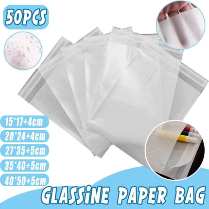 50PCS Eco-Friendly Biodegradable Translucent PaperBags Greaseproof Glassine Bags