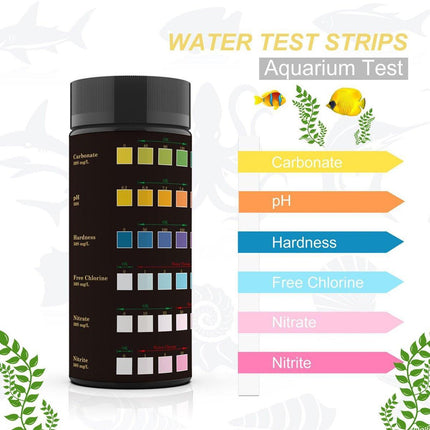 50pcs 6in1 Water Quality Test Strip for Fish Tank Aquarium Pool Accurate Testing