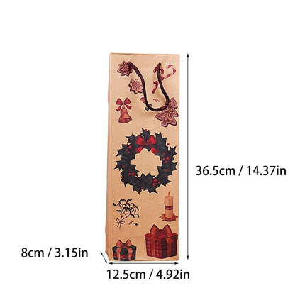 20PCS Christmas Wine Bottle Gift Bags Kraft Paper Red Wine Bag Holiday Set