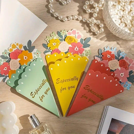Mother's Day Bouquet Blessing Card 5 Flower Shape Birthday Gift Three-dimensional Creative Card Blessing Card
