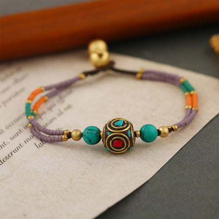 Ethnic Style Handmade Bracelet Color Stone Sky Bead Fashion Round Bead Bracelet