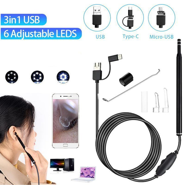 Led Ear Camera Cleaner Endoscope Otoscope Scope Pick Ear Wax Removal Scoop Tool - Aimall