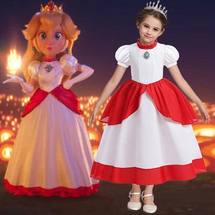 Little Princess Peach Dress for Girls Cosplay Costume