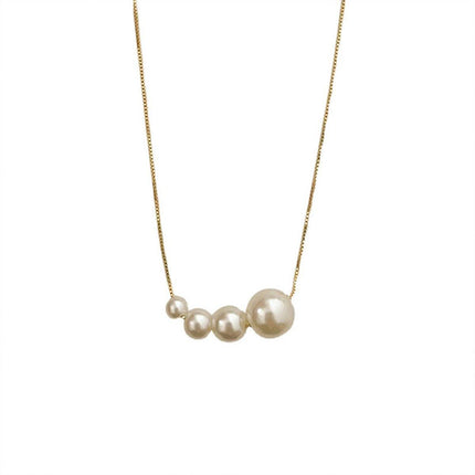 Simple Pearl Necklace with Four Small Elegant Pearls Classic Jewelry Gift