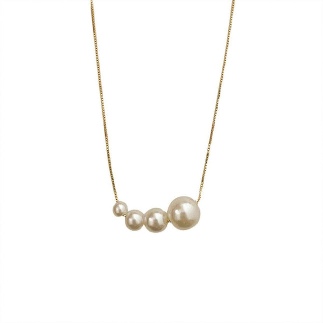 Simple Pearl Necklace with Four Small Elegant Pearls Classic Jewelry Gift