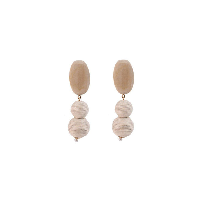 Geometric Wooden Tassel Earrings Vintage Simple Round Earrings Fashion Jewelry