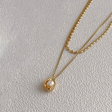 Love Butterfly Pearl Tassel Double Layer Necklace Elegant Jewelry Women Fashion