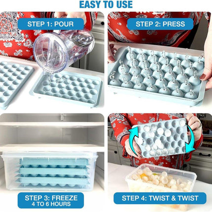 3 Layer Ice Cube Tray Mold Home Ice Compartment Press for Freezer Storage