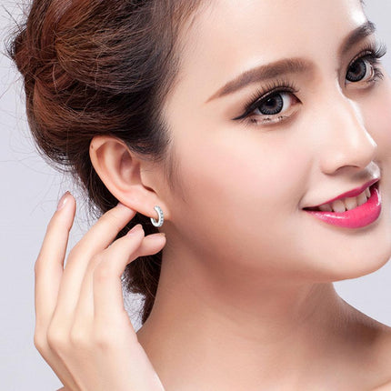 1 Pair Woman Hoops Stud Earring Gem Stone Diamond Ear Ring Piercing Jewellery - Aimall