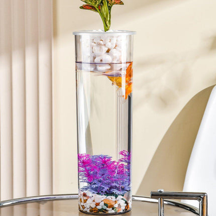 Hydroponic Plant Vase Cylindrical Straight Design Fish Tank for Home Decor