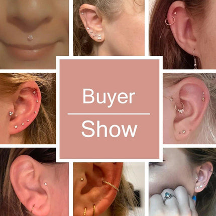 Stainless Steel Four Claw Zirconia Lip Stud Earrings Hypoallergenic Body Jewelry