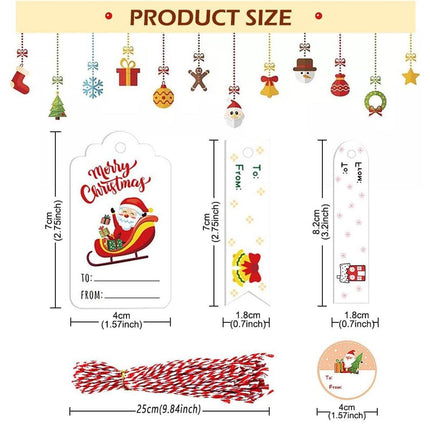 50PCS Christmas Kraft Paper Gift Tags Vintage Holiday Party Card Packaging Decor