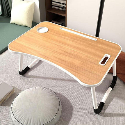 Laptop Bed Table Foldable Lap Standing Desk with Cup Slot for Indoor Picnic Tray