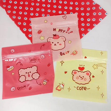 100pcs Cartoon Ziplock Bags For Snacks Candy Cookies Food Safe Plastic Bags
