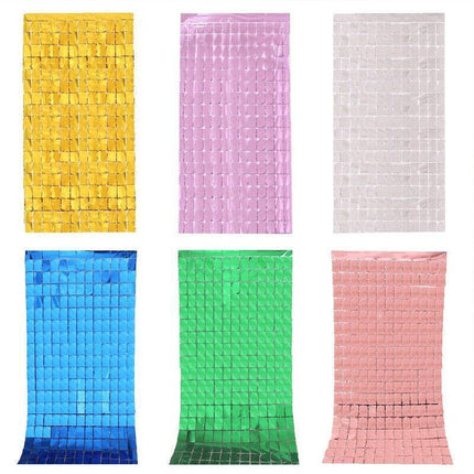 Rectangle Tinsel Curtain Shimmer Wall Backdrop 2M Length Party Decoration Sequin Aimall