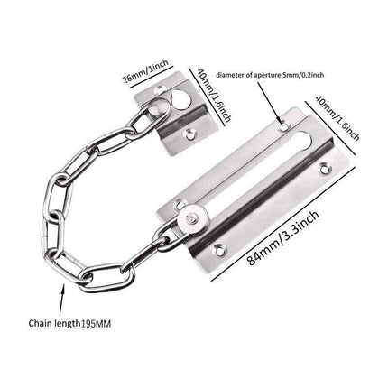 Security Door Chain Home Office Lock Guard Latch Stainless Sliding Fastener - Aimall