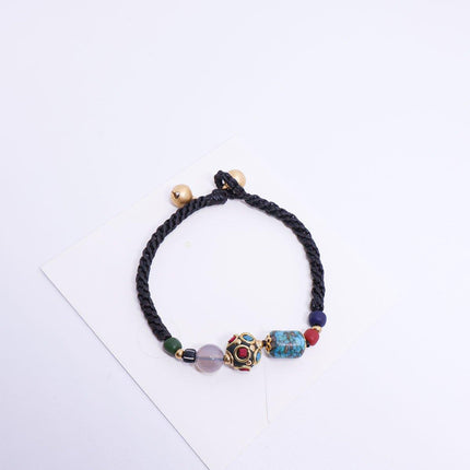 Ethnic Style Handmade Bracelet Color Stone Sky Bead Fashion Round Bead Bracelet