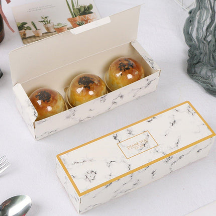 25pcs Long Strip Clamshell Packaging Box 3-Compartment Dessert Storage Box