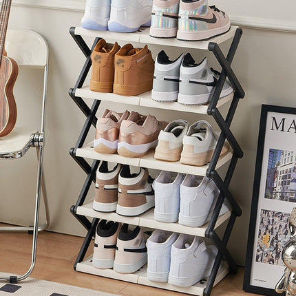 5 Tier Folding Shoe Rack Simple Shoe Storage Organizer for Home and Closet Use