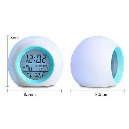 7 Colours Changing Digital Clock Temperature Light Cube Desk Kids Wake Up Alarm - Aimall