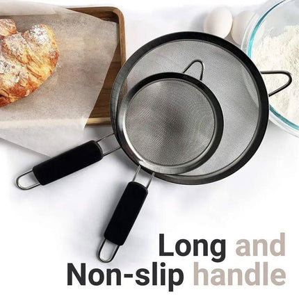 3pcs Stainless Steel Strainer Sifter for Soya Milk Flour Tea Juice Leak Proof