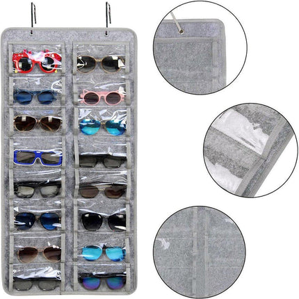 Wall Mounted Felt Glasses Storage Bag Foldable Hanging Sunglasses Organizer