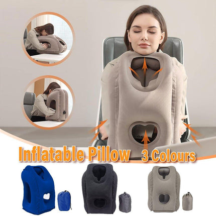 Inflatable Air Cushion Travel Pillow for Airplane Office Nap Rest Neck Head Chin