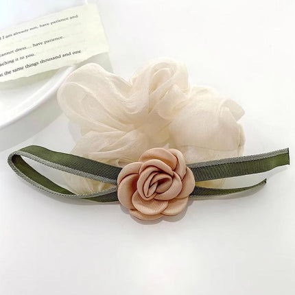 Korean Style Camellia Bow Hair Ties Large Intestine Hair Ring Hair Rope Bands - Aimall