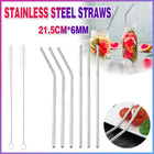 10PCS Stainless Steel Straws Bent Long Reusable Washable Metal Drinking Straw - Aimall