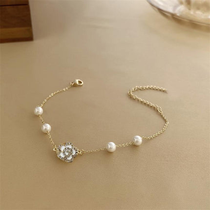 Pearl Flower Bracelet Women Bracelets Charm Hand Chain Titanium Steel Chain - Aimall