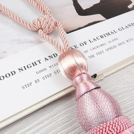 1pair Curtain Tiebacks Hanging Balls Tassel Rope Decorative Curtain Holders
