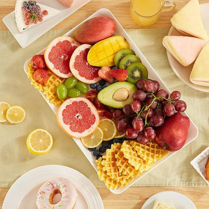 Rectangular White Plastic Deli Display Tray Dishes Serving Platter Food Plate