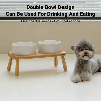 Ceramic Elevated Dog Bowl Anti-Slip Double Bowl for Small Medium Large Dogs