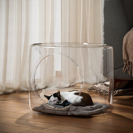 Transparent Capsule Cat Litter Box Semi Enclosed Cat House for Indoor Use